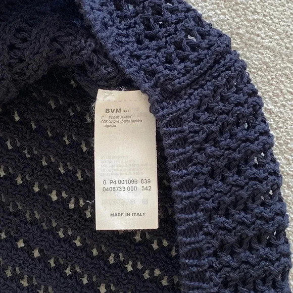 Les Copains Women Classic Loose Knit Cotton Cardigan Navy XL Italy Preppy Staple - Picture 8 of 13